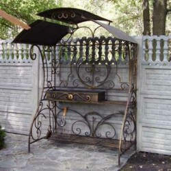 Большой уличный кованый мангал с навесом и кухней Большой уличный кованый мангал с навесом и кухней художественная ковка